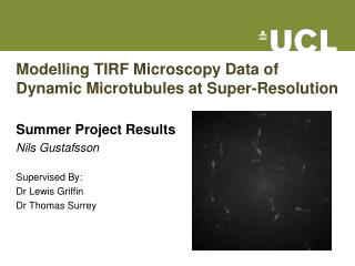 Modelling TIRF Microscopy Data of Dynamic Microtubules at Super-Resolution