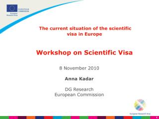The current situation of the scientific visa in Europe Workshop on Scientific Visa