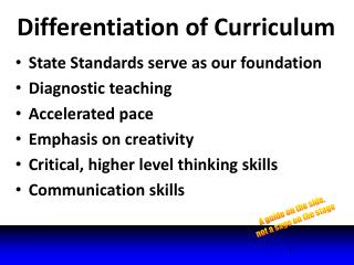 Differentiation of Curriculum
