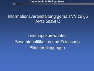Informationsveranstaltung gemäß VV zu §5 APO-GOSt C