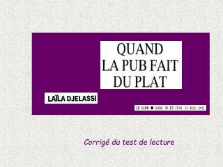 Corrigé du test de lecture