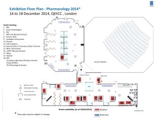 Exhibition Floor Plan - Pharmacology 2014* 16 to 18 December 2014, QEIICC , London