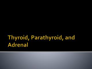 Thyroid, Parathyroid, and Adrenal 
