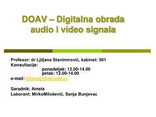 DOAV – Digitalna obrada audio i video signala