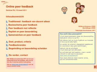 Online peer feedback Seminar RU, 10 maart 2011
