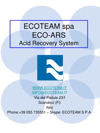 ECOTEAM spa ECO-ARS Acid Recovery System