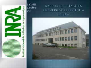 Rapport de stage en entreprise effectué à l’INRA