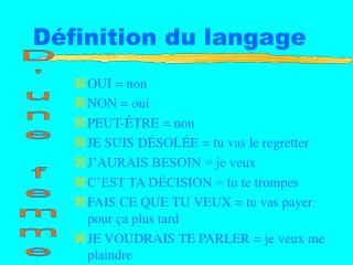 Définition du langage
