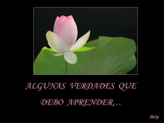 ALGUNAS VERDADES QUE DEBO APRENDER…