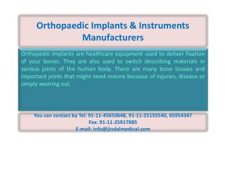 Orthopaedic Implants & Instruments Manufacturers