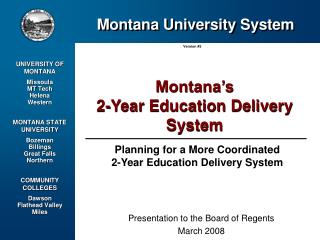 Planning for a More Coordinated 2-Year Education Delivery System