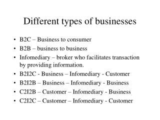 Different types of businesses