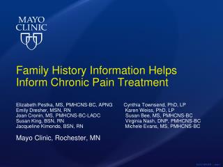 Family History Information Helps Inform Chronic Pain Treatment