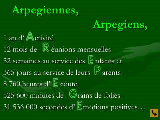 1 an d‘ ctivité 12 mois de éunions mensuelles 52 semaines au service des nfants et