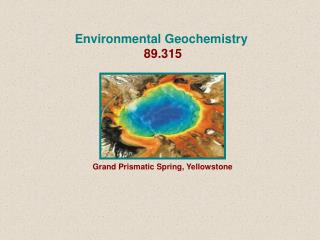 Environmental Geochemistry 89.315 