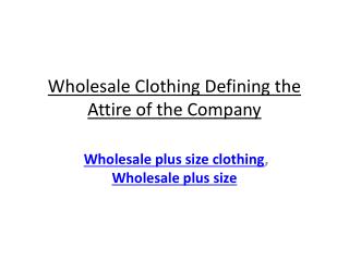 Wholesale Clothing Defining the Attire of the Company