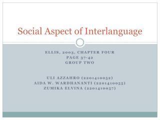 Social Aspect of Interlanguage