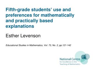 Fifth-grade students ’ use and preferences for mathematically and practically based explanations