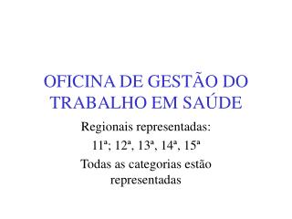 OFICINA DE GESTÃO DO TRABALHO EM SAÚDE