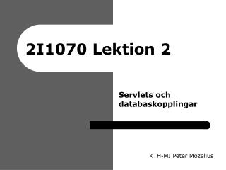 2I1070 Lektion 2