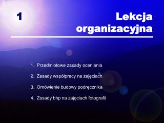 1 Lekcja organizacyjna