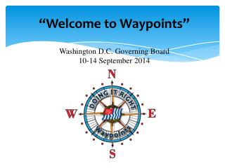 “Welcome to Waypoints” Washington D.C. Governing Board 10-14 September 2014