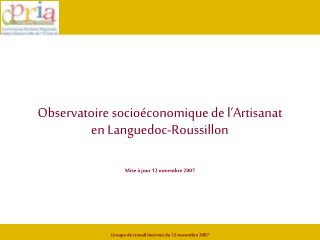 Observatoire socioéconomique de l’Artisanat en Languedoc-Roussillon