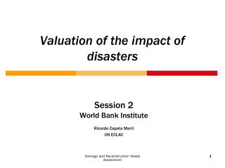 Valuation of the impact of disasters