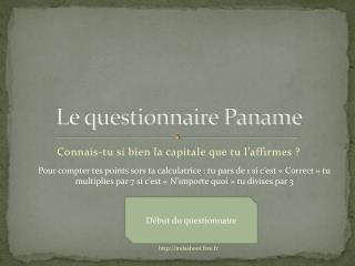 Le questionnaire Paname