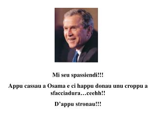 Mi seu spassiendi!!! Appu cassau a Osama e ci happu donau unu croppu a sfacciadura…ceehh!!