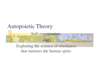 Autopoietic Theory