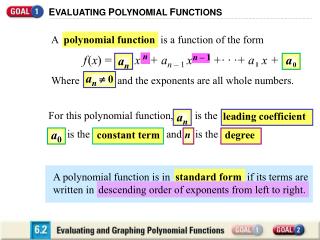 E VALUATING P OLYNOMIAL F UNCTIONS