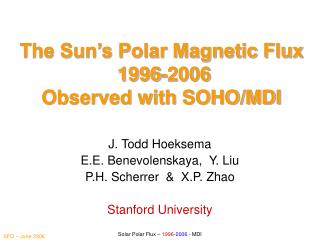 The Sun’s Polar Magnetic Flux 1996-2006 Observed with SOHO/MDI