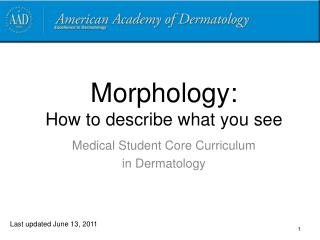 Morphology: How to describe what you see