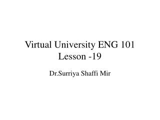 Virtual University ENG 101 Lesson -19