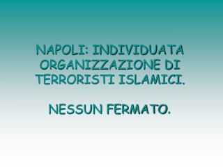 NAPOLI: INDIVIDUATA ORGANIZZAZIONE DI TERRORISTI ISLAMICI. NESSUN FERMATO .