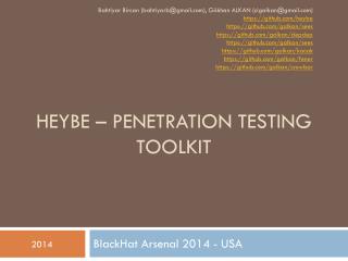 Heybe – Penetration Testing Toolkit