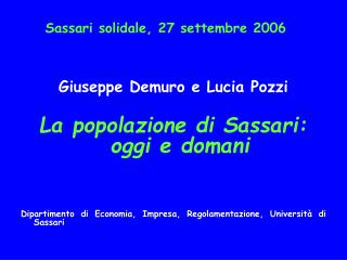 Sassari solidale, 27 settembre 2006