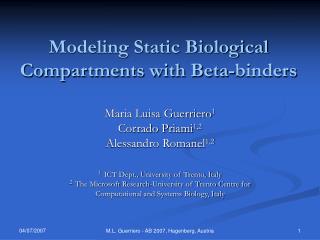 Modeling Static Biological Compartments with Beta-binders