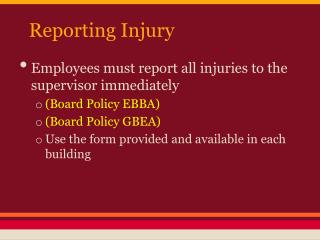 Reporting Injury