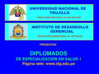 INSTITUTO DE DESARROLLO GERENCIAL RESOLUCIÓN MINISTERIAL Nº 1272-85-ED