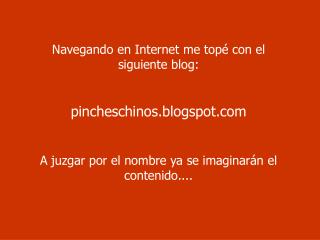 Navegando en Internet me topé con el siguiente blog: pincheschinos.blogspot