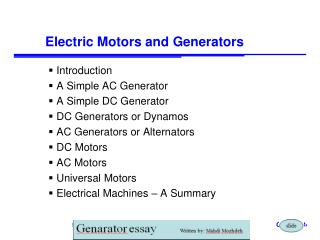 Electric Motors and Generators