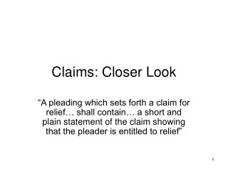 Claims: Closer Look