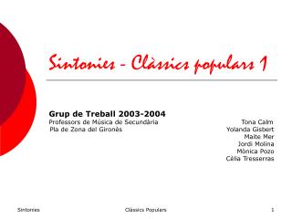 Sintonies - Clàssics populars 1
