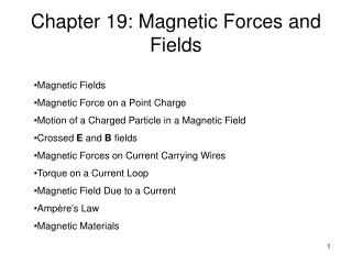 Chapter 19: Magnetic Forces and Fields