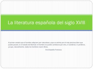 La literatura española del siglo XVIII