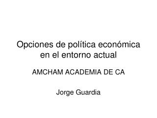 Opciones de política económica en el entorno actual