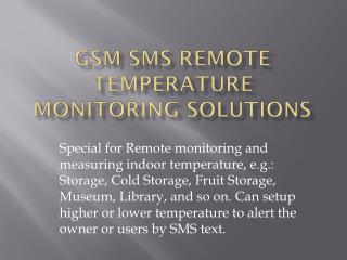 GSM SMS Remote temperature Monitoring Solutions