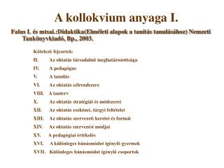 A kollokvium anyaga I.